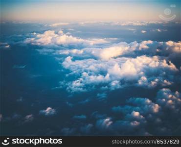 Atmosphere space air sky and clouds. Atmosphere space air sky and clouds. Weather planet Earth background. Atmosphere space air sky and clouds