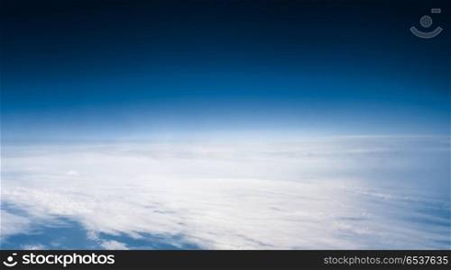 Atmosphere space air sky and clouds. Atmosphere space air sky and clouds. Weather planet Earth background. Atmosphere space air sky and clouds