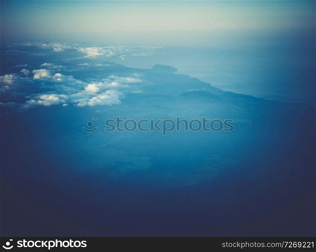 Atmosphere space air sky and clouds. Weather planet Earth background. Atmosphere space air sky and clouds
