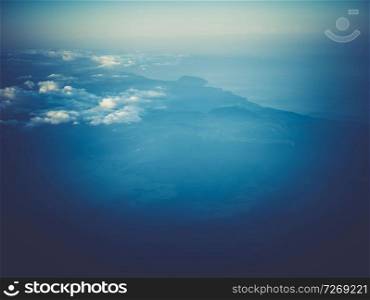 Atmosphere space air sky and clouds. Weather planet Earth background. Atmosphere space air sky and clouds