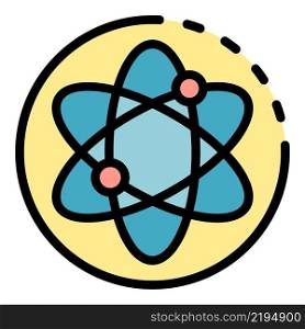 Atom icon. Outline atom vector icon color flat isolated. Atom icon color outline vector