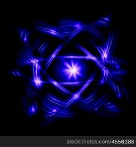 Atom image. Image of color atoms and electrons. Physics concept