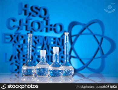 Atom, Molecules model, Laboratory glassware