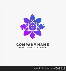 atom, nuclear, molecule, chemistry, science Purple Business Logo Template. Place for Tagline.. Vector EPS10 Abstract Template background