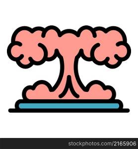 Atomic explosion icon. Outline atomic explosion vector icon color flat isolated. Atomic explosion icon color outline vector