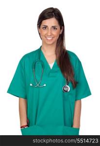 Atractive medical girl isolated on white background