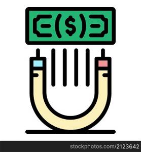 Attract money icon. Outline attract money vector icon color flat isolated. Attract money icon color outline vector