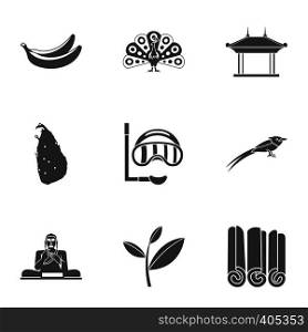 Attractions of Sri Lanka icons set. Simple illustration of 9 attractions of Sri Lanka vector icons for web. Attractions of Sri Lanka icons set, simple style