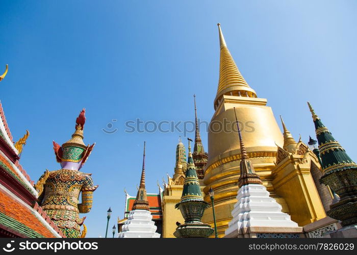 Attractions Wat Phra Kaew in Bangkok, Thailand. There are places of religious importance.