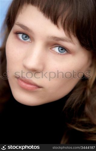 attractive adolescent girl a over white background