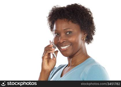 Attractive African-American woman talking on the telephone