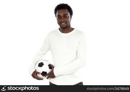 Attractive african boy on a over white background