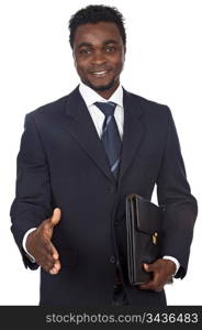 attractive african businessman a over white background