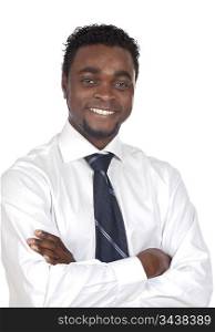 Attractive african businessman a over white background