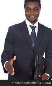attractive african businessman a over white background