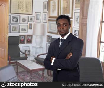Attractive african businessman in a waiting room