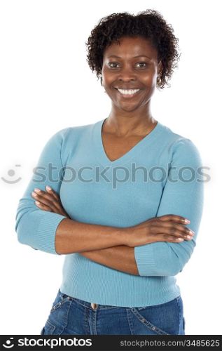 Attractive African woman a over white background