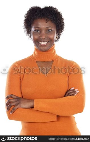 Attractive African woman a over white background