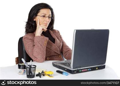 attractive and elegant business woman in the office a over white background