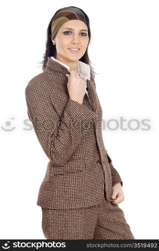 attractive and elegant business woman over a white background