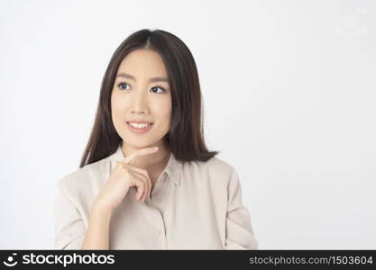 Attractive Asian woman portrait on white background