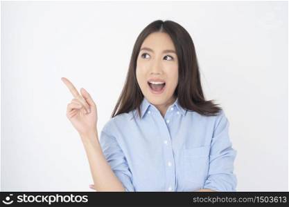 Attractive Asian woman portrait on white background