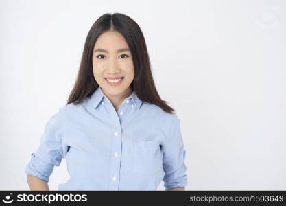 Attractive Asian woman portrait on white background