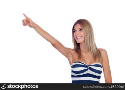 Attractive blond girl isolated on a white background