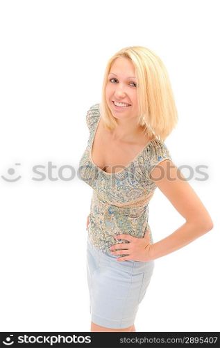 Attractive blonde posing, hands on hips