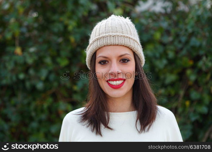 Attractive brunette girl enjoying a day in the countryside