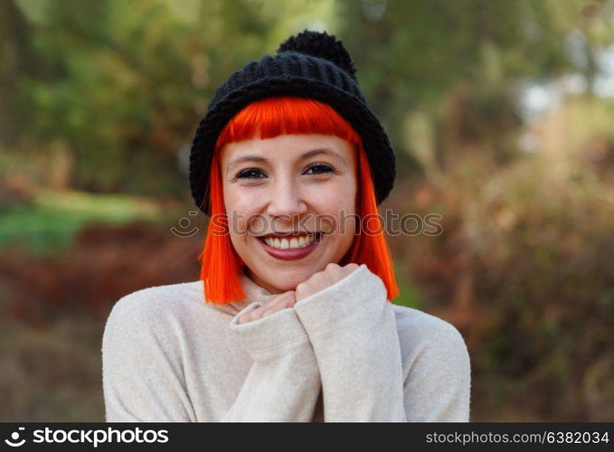 Attractive brunette girl enjoying a day in the countryside