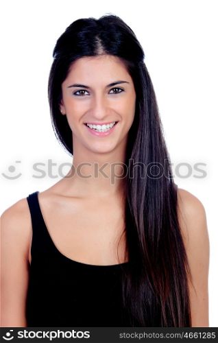 Attractive brunette girl isolated on a white background