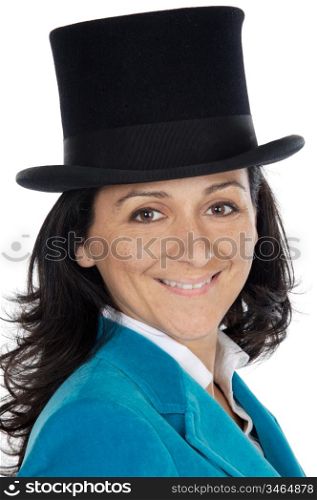 attractive business woman with hat a over white background