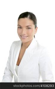 Attractive businesswoman with white suit portrait on studio