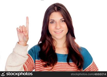 Attractive casual girl asking to speak isolated on a white background