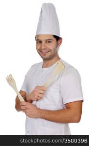 attractive cook a over white back ground