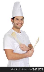 attractive cook a over white background