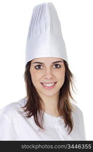 attractive cook woman a over white background