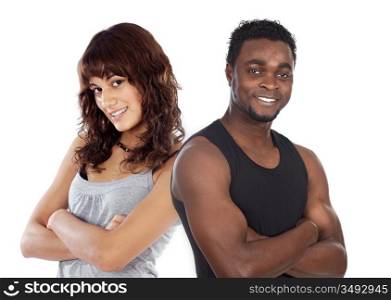 attractive couple on a over white background