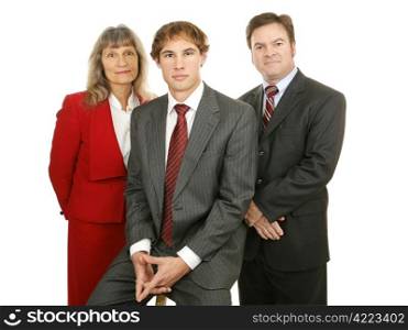 Attractive, diverse business team. Isolated on white.