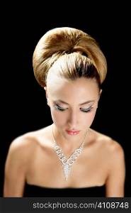 Attractive fashion elegant woman portrait with jewelry