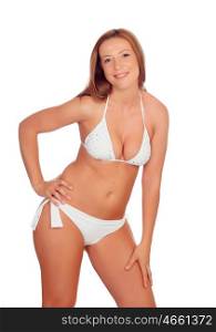 Attractive fashion woman with bikini isolated on a white background