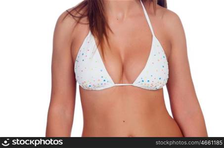 Attractive female body with bikini isolated on a white background
