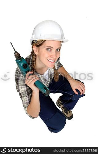 Attractive female construction worker