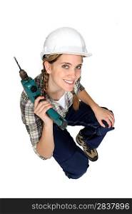Attractive female construction worker