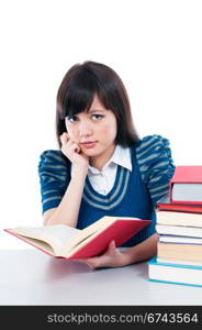 Attractive female student studying