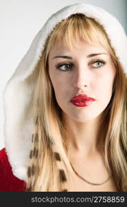 attractive girl in xmas clothing