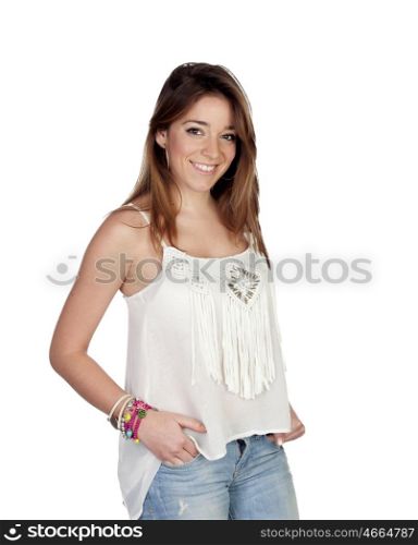 Attractive girl isolated on a over white background