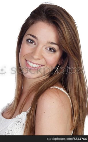 Attractive girl isolated on a over white background