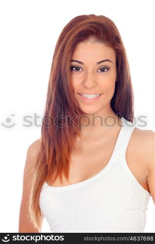Attractive girl isolated on a white background